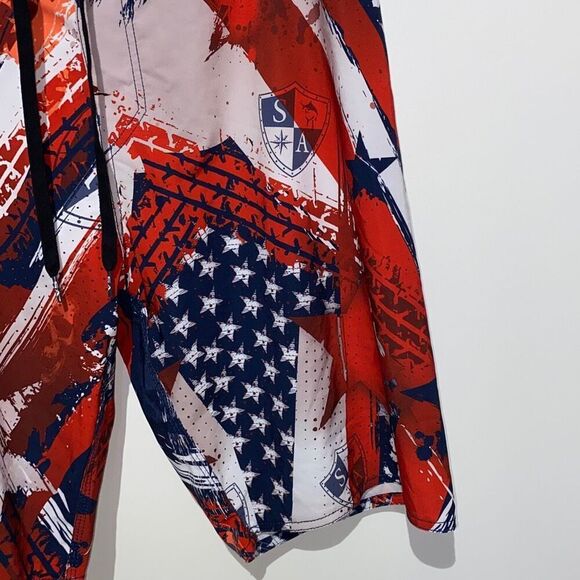 SA Co Men's Red Abstract Print Boardshorts Size 32 - Picture 4 of 16